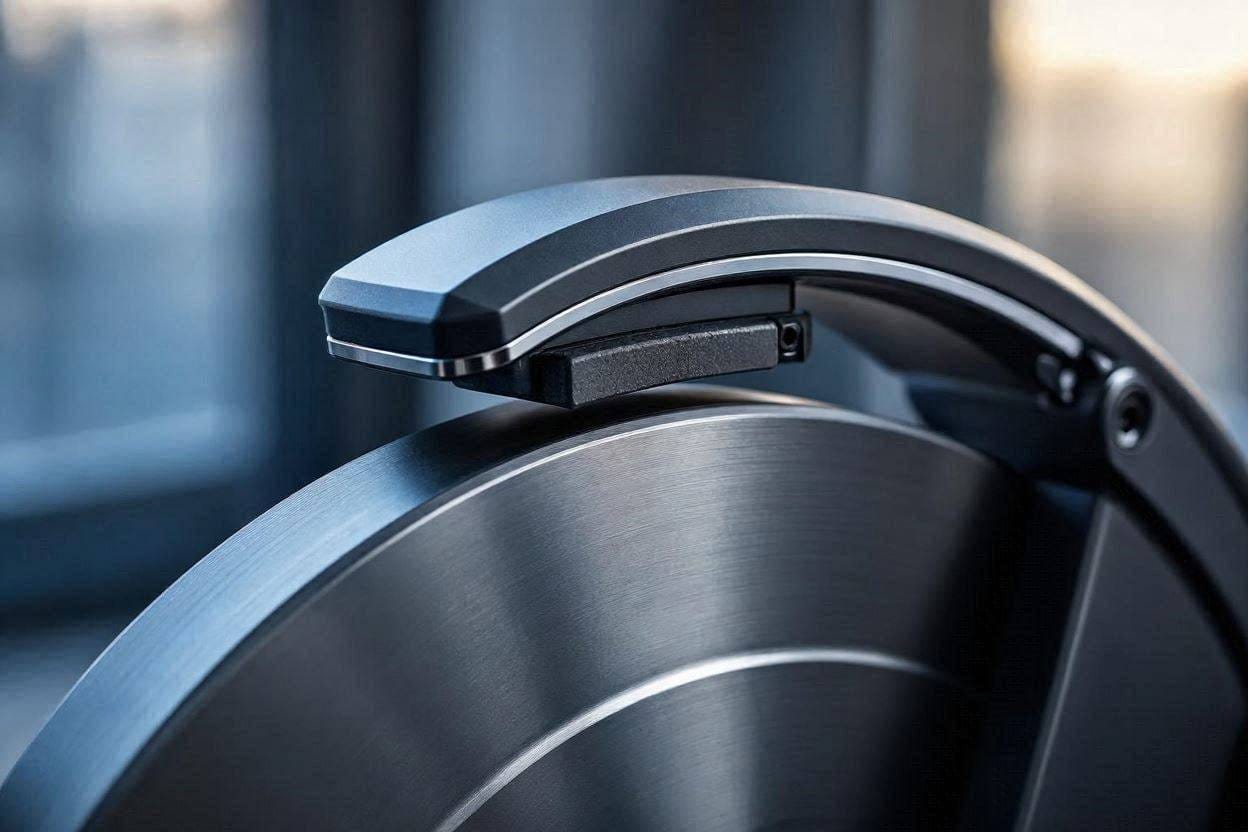 Close-up of a frictionless magnetic resistance system on a quiet indoor cycling bike