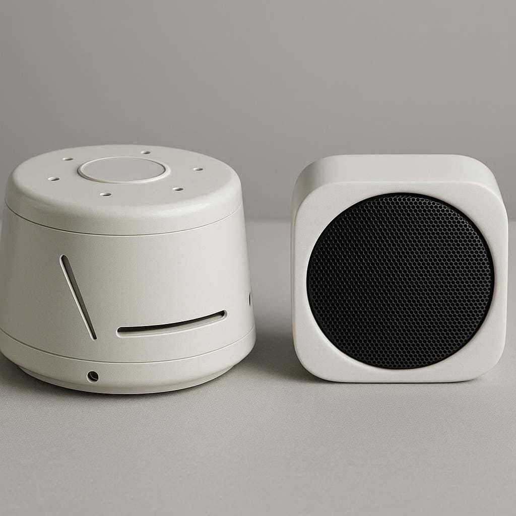 A close-up showing the adjustable acoustic air vents on a mechanical white noise machine used for blocking bedroom noise.