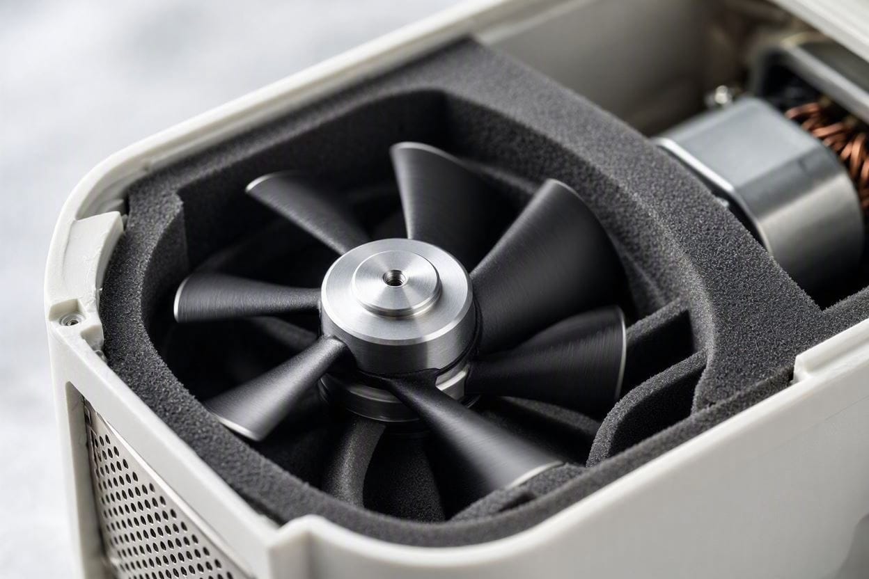 Diagram showing the internal fan mechanism of a natural mechanical white noise machine