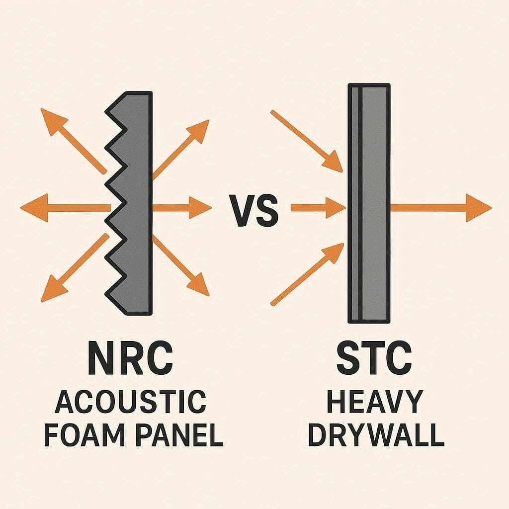 Visual difference between Noise Reduction Coefficient and Sound Transmission Class