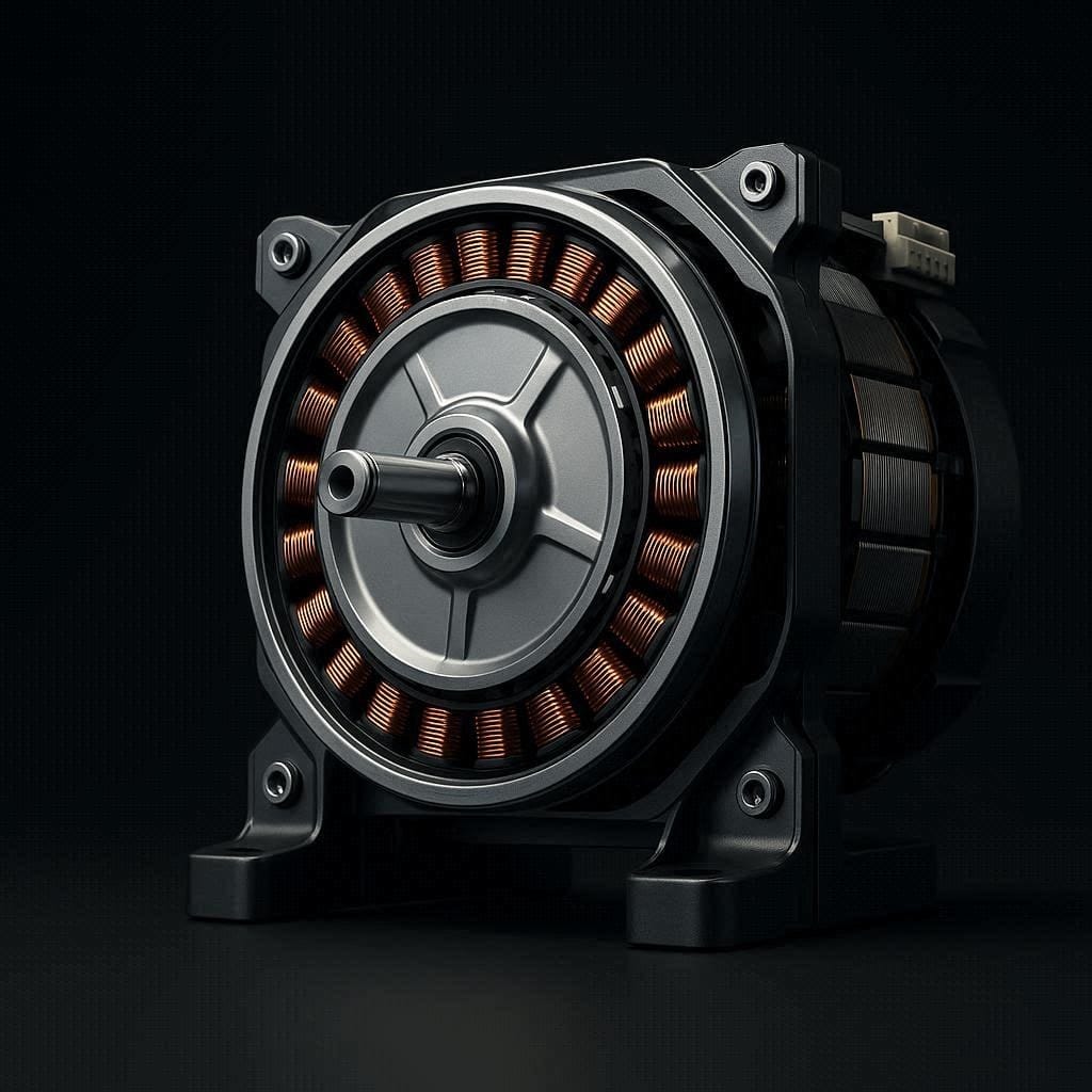 An engineering cross-section of a direct drive washing machine motor showing no belts or pulleys.